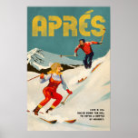 Vintage Apres Ski Pinup Art Poster at Zazzle