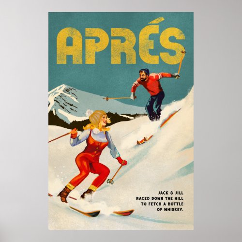 Vintage Apres Ski Pinup Art Poster