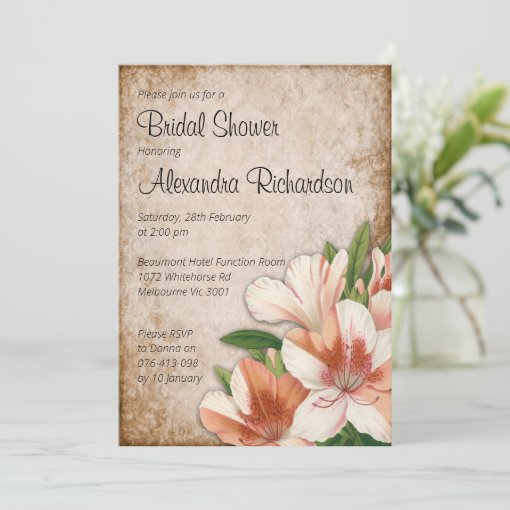 Vintage Apricot Lilies Bridal Shower Invitation Zazzle