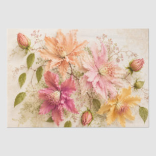Vintage apricot Orchid Botanical Decoupage Paper 