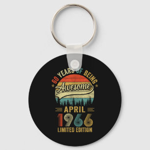 Vintage april 1966 60 years old 60th birthday men keychain