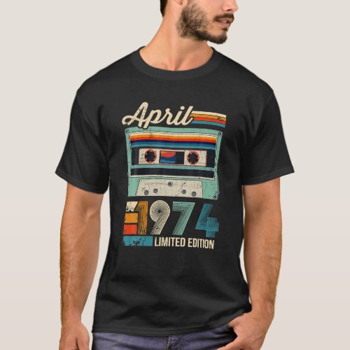 Vintage April 1974 Cassette Tape 49th Birthday T_Shirt