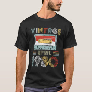 Vintage April 1980 Birthday Cassette Tape T-Shirt