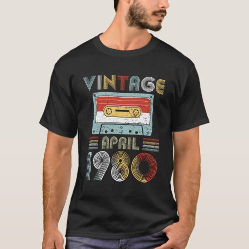 Vintage April 1980 Birthday Cassette Tape T_Shirt