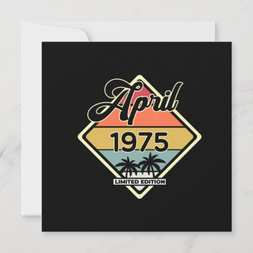 Vintage April 45 Year 1975 45th Birthday Gift Invitation