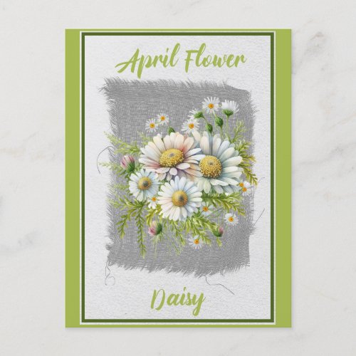 Vintage April Flower Daisy Floral Postcard