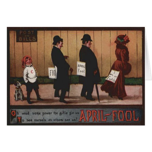 Vintage April Fool's Day Sign On Back Dog (Front Horizontal)