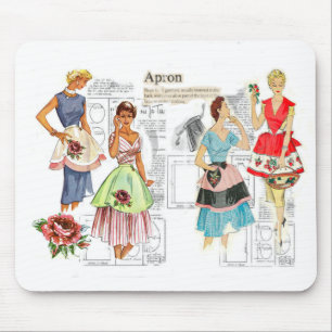 Vintage Apron Sewing Pattern Mouse Pad