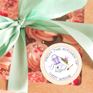 Vintage Apron With Baking Utensils Baking Gifts Classic Round Sticker