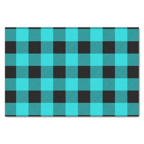 Vintage Aqua and Black Buffalo Plaid Tissue Paper