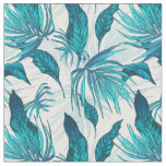 Vintage Aqua and Teal Tropical Pattern Fabric