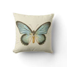 Vintage Aqua Butterfly Pillow