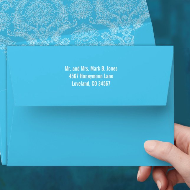 Vintage Aqua Damask Wedding Envelopes (Creator Uploaded)