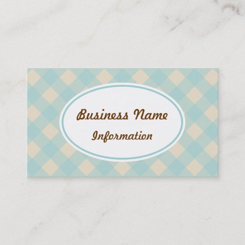 Vintage Aqua Gingham Business Card