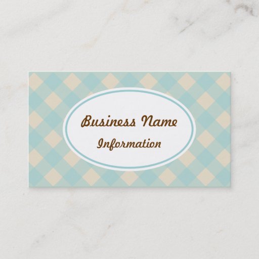 Customizable Vintage Aqua Gingham Business Card