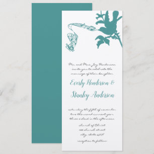 Vintage Aqua Love Bird Wedding Invitation
