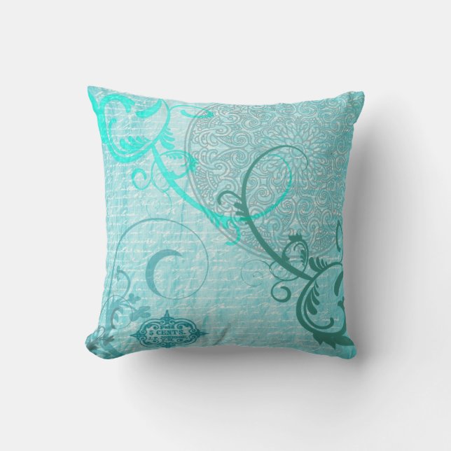 Vintage Aqua Pillow (Front)