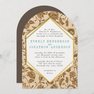 Vintage Aqua Red Love Bird Pattern Wedding Invitation
