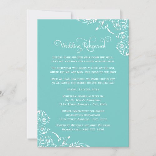 Wedding Rehearsal and Dinner Invitations | Aqua
