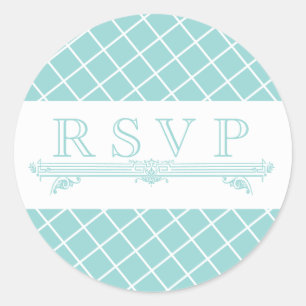 Vintage Aqua Turquoise Wedding RSVP Stickers
