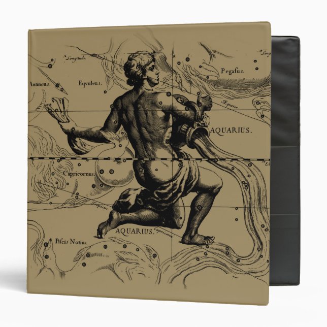 Vintage Aquarius Constellation by Hevelius 1690 Binder (Front/Inside)