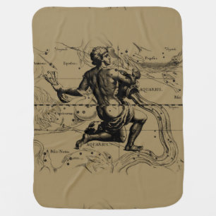 Vintage Aquarius Constellation by Hevelius 1690 Swaddle Blanket