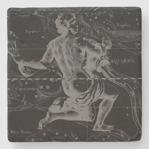 Vintage Aquarius Constellation Hevelius circa 1690 Stone Coaster