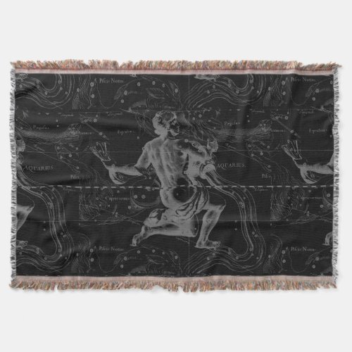 Vintage Aquarius Constellation Hevelius circa 1690 Throw Blanket