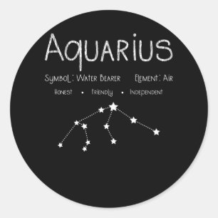 Vintage Aquarius Star Sign Horoscope Birthday Gift Classic Round Sticker