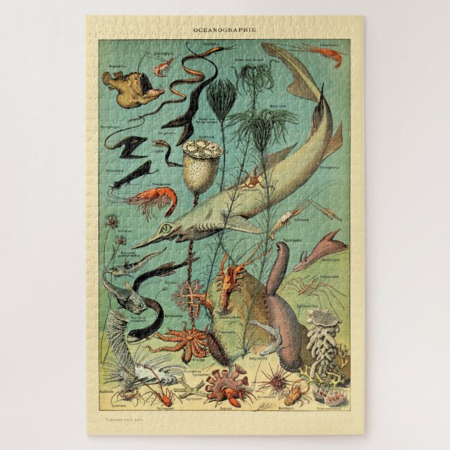 Vintage Aquatic Life by Adolphe Millot Jigsaw Puzzle (Vertical)