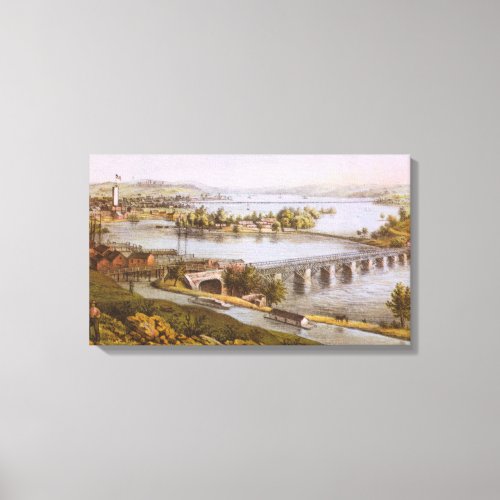 Vintage Aqueduct of Georgetown Map 1865 Canvas Print