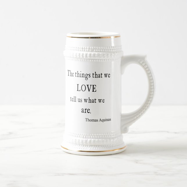 Vintage Aquinas  Love Inspirational Quote / Quotes Beer Stein (Right)