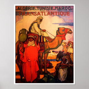 Vintage ARAB ALGERIA TUNISIA MOROCCO Travel Poster