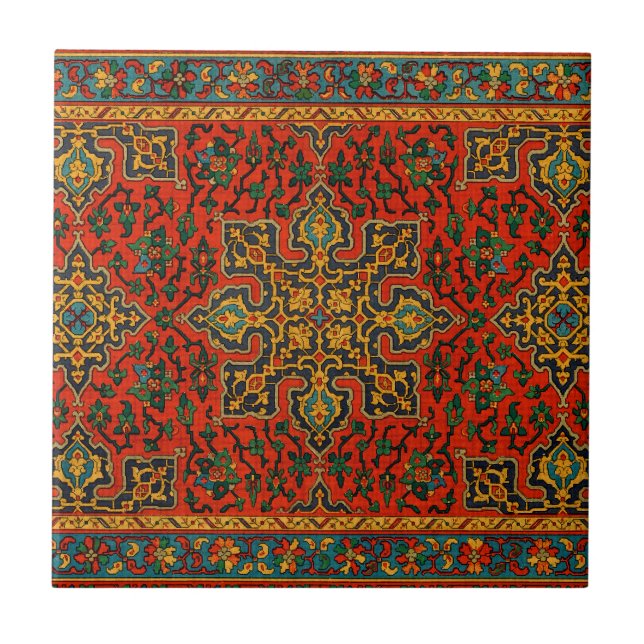 Vintage Arabian Carpet Print Ceramic Tile (Front)