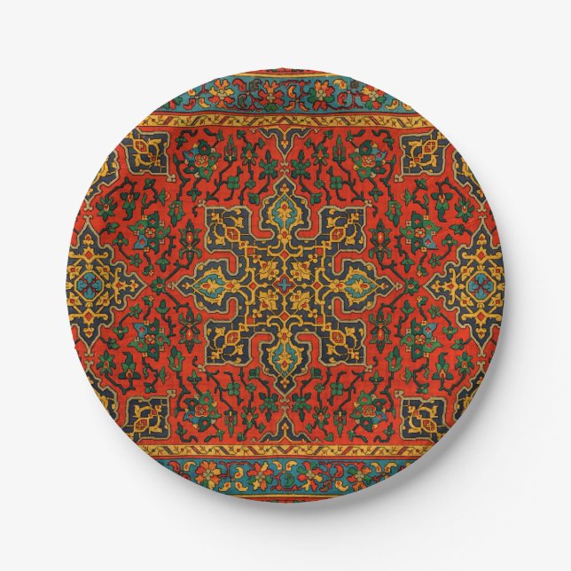 Vintage Arabian Carpet Print Paper Plates (Front)