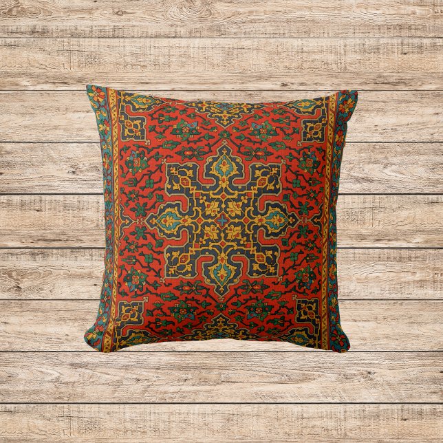 Vintage Arabian Carpet Print Throw Pillow (Creator Uploaded)