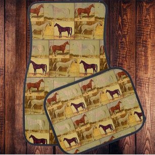 Vintage  Arabian horses - collage Car Floor Mat