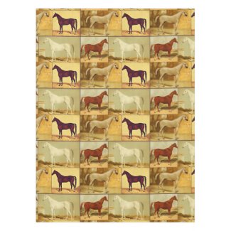 Vintage  Arabian horses - collage Tablecloth