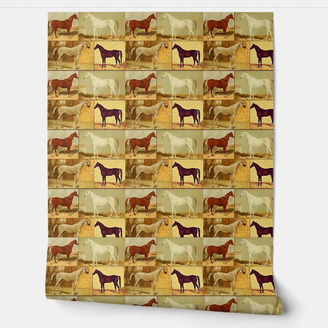 Vintage  Arabian horses - collage Wallpaper (Unrolling)