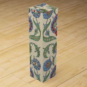 Vintage Arabic Blue Red Geometric Floral Art Print Wine Box