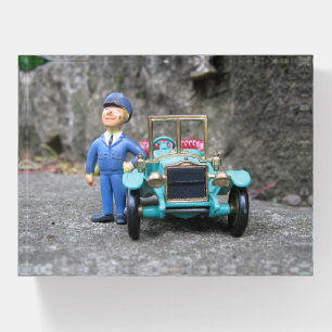 Vintage ARAL Gas Station Attendant and Model Car Paperweight