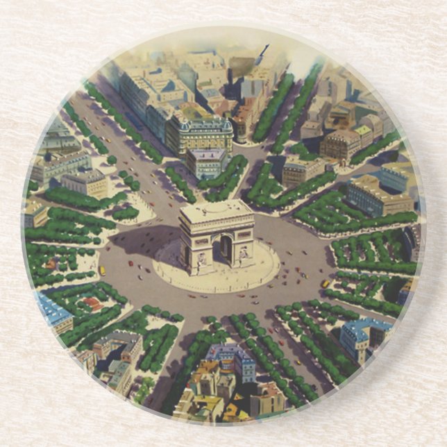 Vintage Arc de Triomphe Paris Drink Coaster (Front)