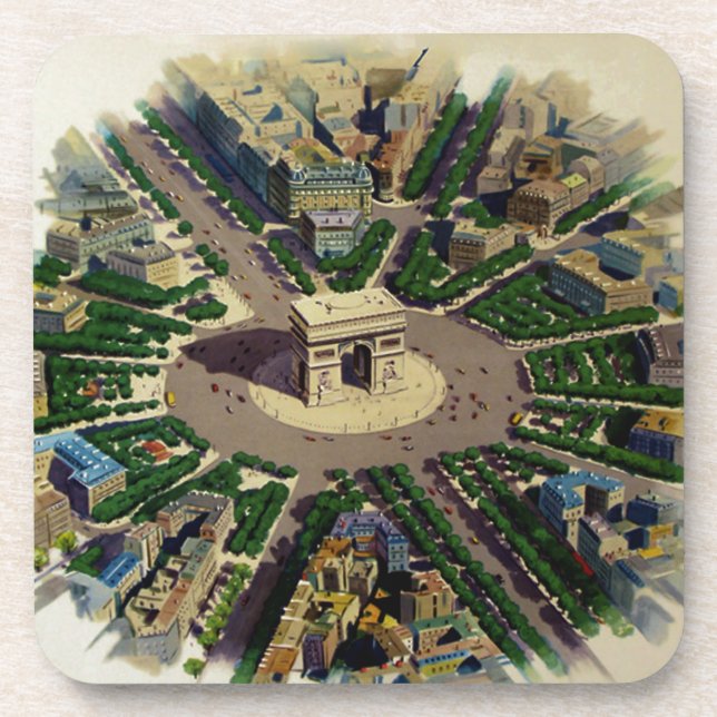 Vintage Arc de Triomphe Paris Drink Coaster (Front)
