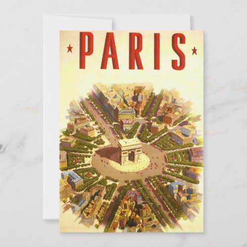 Vintage Travel, Arc de Triomphe Paris France Custom Invite