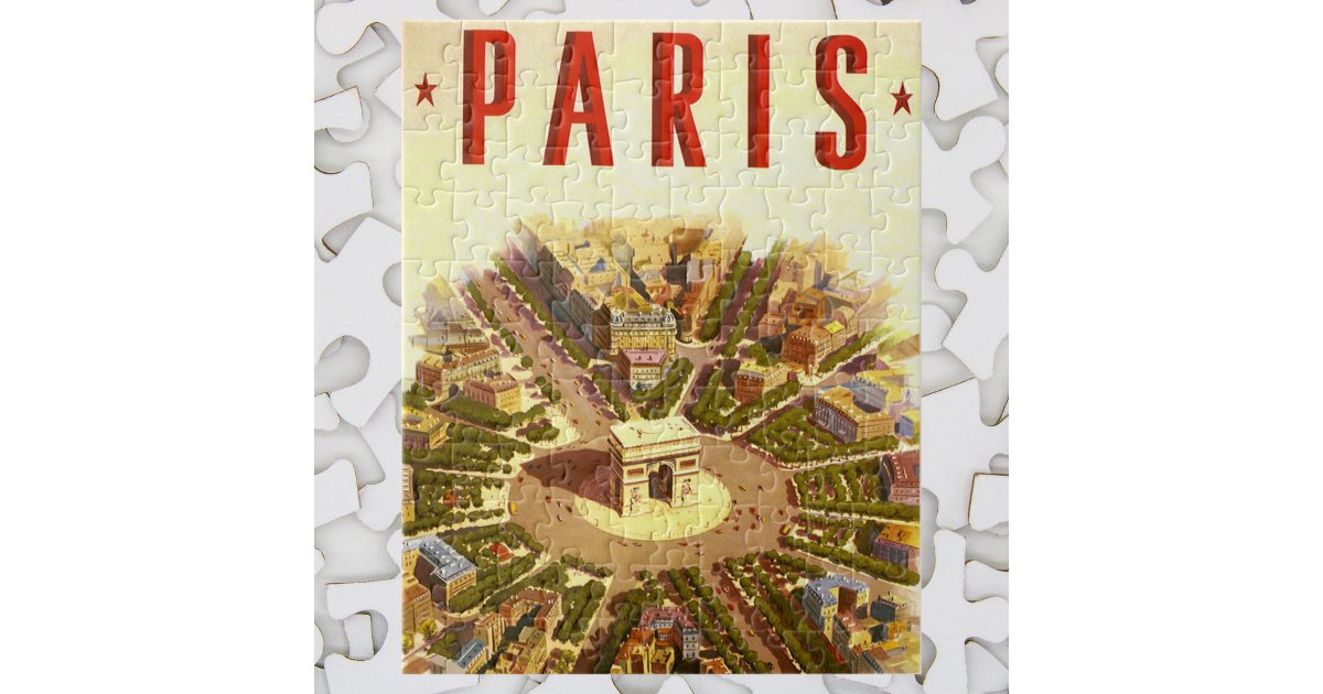 Vintage Arc de Triomphe Paris France Travel Art Jigsaw Puzzle Zazzle