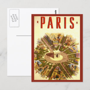 Vintage Arc de Triomphe, Paris, France Travel Art Postcard
