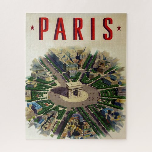 Vintage Arc de Triomphe Paris Illustration Jigsaw Puzzle