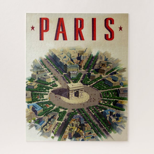 Vintage Arc de Triomphe Paris Illustration Jigsaw Puzzle (Vertical)