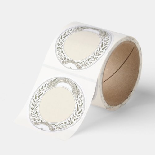 Vintage Arch & Botanical Foliage Round Sticker Tem