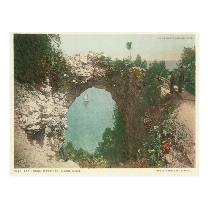 Vintage Arch Rock Mackinac Island Michigan Postcard Zazzle